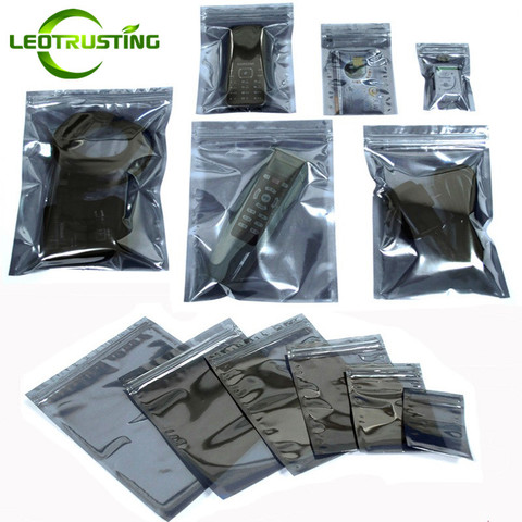 Leotrustting-sac de protection antistatique, sac à fermeture éclair ESD, sac d'instruments antistatiques, fermeture automatique, sacs d'accessoires électroniques, 100 pièces ► Photo 1/6