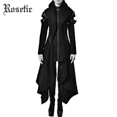 Rosetic – trench gothique Vintage pour femmes, pardessus, Slim, ceinture unie, pour filles, hiver, chaud, noir ► Photo 1/6