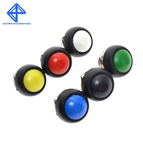 Mini boutons poussoirs ronds, 12mm, PBS-33B, 6 pièces, bouton marche/arrêt momentané, étanche ► Photo 1/5