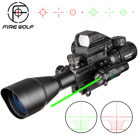 4-12X50 EG chasse Airsofts lunette de visée tactique pistolet à Air rouge vert point Laser portée de visée optique holographique portée de fusil ► Photo 1/6