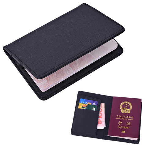 Couverture de passeport en cuir homme femmes voyage porte-passeport avec porte-carte de crédit étui portefeuille housse de protection ► Photo 1/6