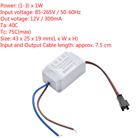 Transformateur électronique alimentation LED adaptateur de pilote d'alimentation 3X1W Simple ca 85 V-265 V à DC 2 V-12 V 300mA LED pilote de bande ► Photo 1/6