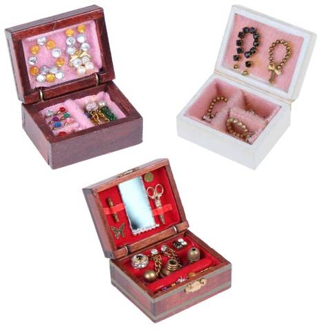 1:12 maison de poupée accessoires Mini boîte à bijoux modèle maison de poupée Miniatures bricolage Miniatures maison de poupée meubles maison de jouet ► Photo 1/6