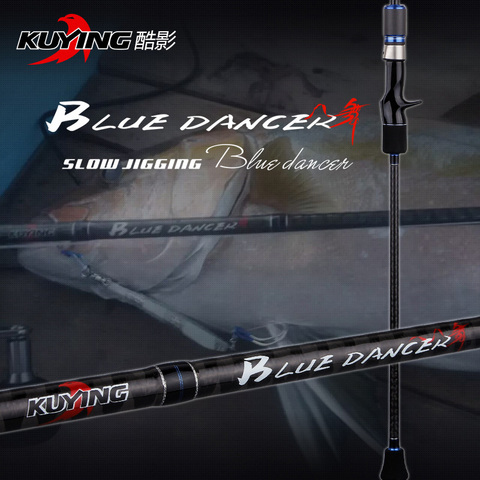 KUYING BLUEDANCER 2.04 m Coulée Lente Jigging Leurre Tige Cannes à Pêche Canne Carbone FUJI Rotation Anneau Hélicoïdal 1 Section 150 -300g Leurres ► Photo 1/5