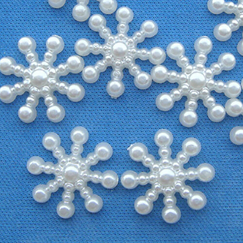 100 Pcs/lot blanc bricolage flocon de neige artificiel Flatback perle carte de noël faisant bricolage artisanat de haute qualité ► Photo 1/6