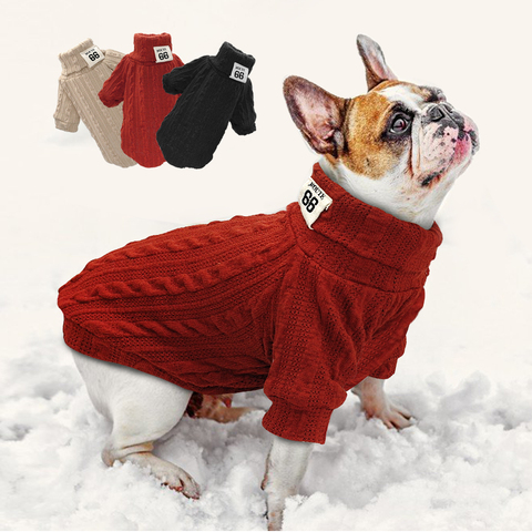 Chiot Chien Pull En Tricot Pet Chat Chaud Hiver Chandails Classiques Tricoté Col Roulé Petit Chiens Chaton Chats Doux Tricots Vêtements XS-L ► Photo 1/6