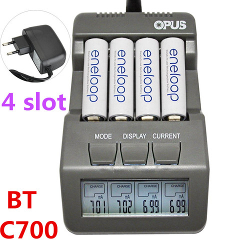 BT C700 Chez 4 Ranuras Opus NiCd NiMh LCD Numérique Inteligente AA AAA Cargador de Batería Adaptador de L'EE. UU. de LA ► Photo 1/6