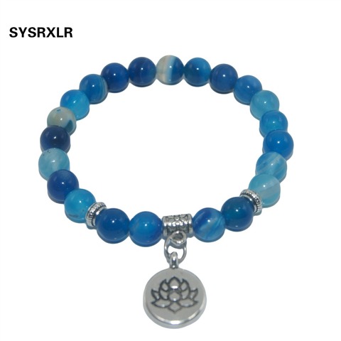 Bracelet en pierre naturelle Lotus bouddha, perles améthystes Agates Lapis lazuli œil de tigre turquoise pour femmes et hommes, bracelet de Yoga ► Photo 1/6