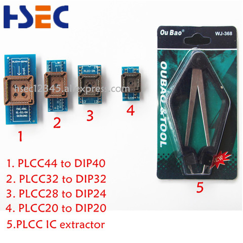 4pcs PLCC44 PLCC32 PLCC28 PLCC20 adaptateur prise + plcc extracteur pour TL866cs TL866A TL866II PLUS programmeur ► Photo 1/4