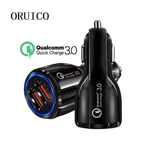 ORUICQ Voiture Charge Rapide QC 3.0 Mobile Téléphone Chargeur 2 Port USB Rapide Chargeur De Voiture pour Samsung Xiaomi Ipad Sony tablet Chargeur De Voiture ► Photo 1/1