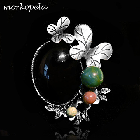 Morkopela-grande broche, en pierre naturelle, pour Bouquet de fleurs, broches métalliques antiques pour femmes ► Photo 1/6