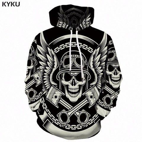 KYKU – sweat-shirt à capuche 3d pour hommes, imprimé tête de mort, blanc, plume, Punk Rock, vêtements pour hommes, Long, Anime 3d, Streetwear, nouvelle collection ► Photo 1/6