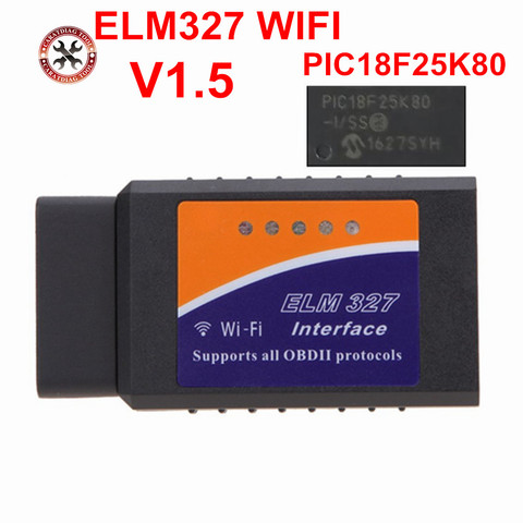 Nouvelle Arrivée ELM327 WIFI V1.5 OBD2 de Code Automatique Lecteur WI-FI Connexion ELM327 Soutient iOS Téléphone PIC18F25K8 OBD2 Diagnostic Scanner ► Photo 1/1