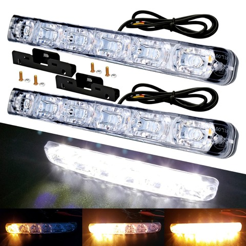 Kit de feux diurnes universels à 6 LED pour voiture, étanches, DRL, lumière de conduite, lampe décorative, 2 pièces ► Photo 1/6
