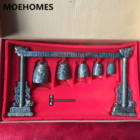 MOEHOMES-Gong de méditation avec 5 clochette ornée | Pour Instrument Musical chinois, Design Dragon, artisanat en métal 465131, livraison gratuite ► Photo 1/6