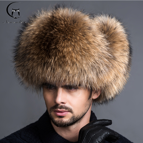 2022 nouveau chapeau de fourrure de couleur naturelle Style sibérien chapeau de fourrure raton laveur plein chapeau Ushanka pour chapeau de coton d'âge moyen Lei Feng chapeau ► Photo 1/5