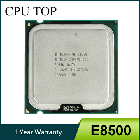 Processeur Intel Core 2 E8500, SLB9K, 3.16GHz, 6 mo, prise 1333MHz, cpu 775 ► Photo 1/3
