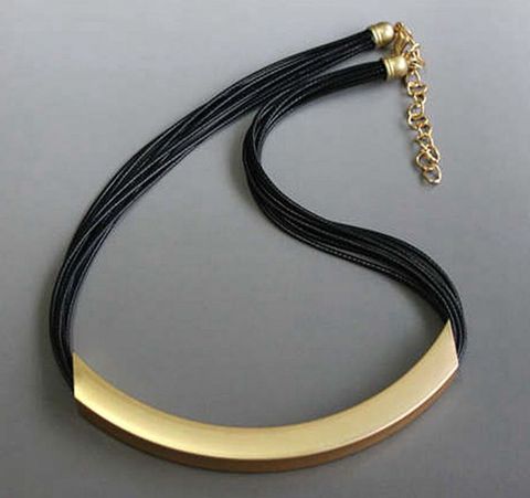 Mode simple conception en cuir noir chaîne en métal chaîne collier clavicule accessoires en gros ► Photo 1/4