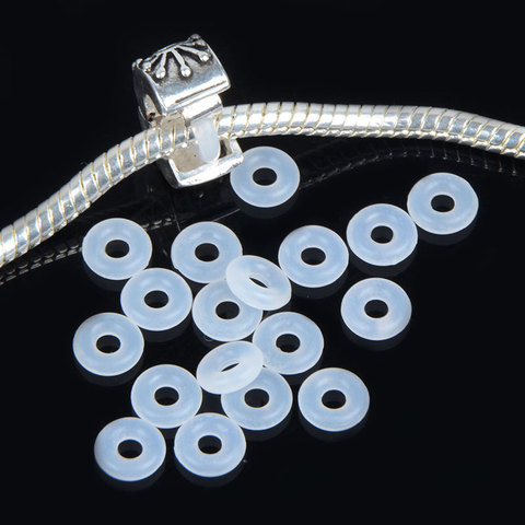 Perles d'arrêt en caoutchouc en silicone pour Clip, 250 pièces/lot de deux couleurs, pour bracelet européen ► Photo 1/6