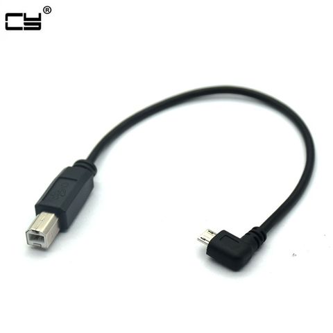 Câble de données USB 2.0 standard B mâle vers USB, Micro, 5 broches, coudé à 90 degrés, pour tablette, HUB, disque dur, imprimante, 25cm ► Photo 1/5