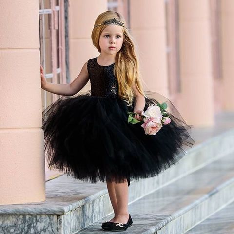 Robe princesse Tutu en Tulle rose et rouge pour petites filles, tenue de soirée formelle ajourée au dos ► Photo 1/6