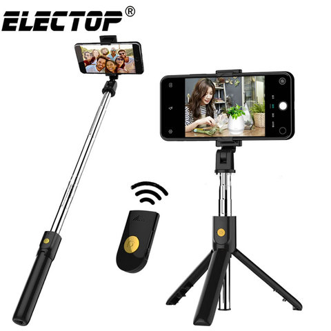 3 en 1 sans fil Bluetooth Selfie bâton pour iphone/Android/Huawei pliable poche monopode obturateur à distance extensible Mini trépied ► Photo 1/6