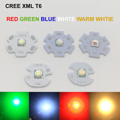 Diode émetteur UV LED, CREE XML XM-L T6 LED U2 10W, blanc chaud, blanc froid, bleu, rouge, vert, avec PCB 12mm 14mm 16mm 20mm, pour bricolage, 1 pièce ► Photo 1/6