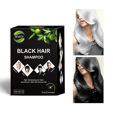 Sevich-shampooing instantané pour cheveux noirs, crème de teinture, couverture pour cheveux gris et blancs, assombrissement, brillant en 5 Minutes, 5 unités/lot ► Photo 1/6