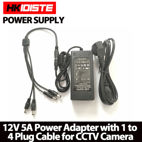 HKIXDISTE-boîtier d'alimentation pour caméra CCTV 12V 5A 4 ports, adaptateur ca pour caméra de vidéosurveillance ► Photo 1/6