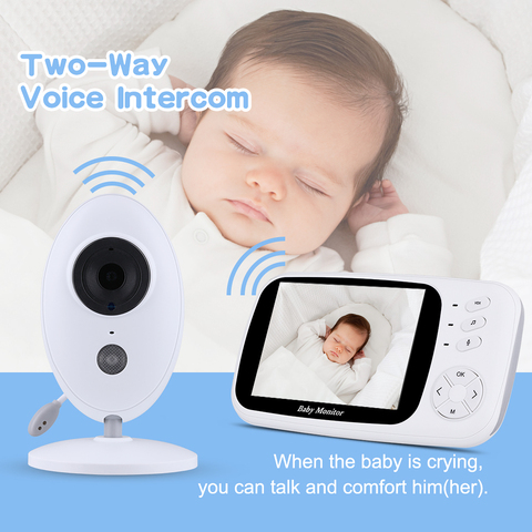 Moniteur Audio et vidéo sans fil LCD 3.5 pouces pour bébé, interphone musical, caméra IR Portable, talkie-walkie pour nounou ► Photo 1/5