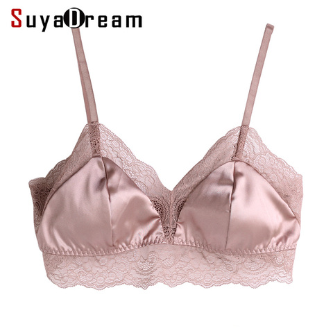 Soutien-gorge Sexy pour femme, doublure en soie naturelle et dentelle, bonnet sans fil, pour tous les jours, bralette noire, collection 3/4, 100% ► Photo 1/5