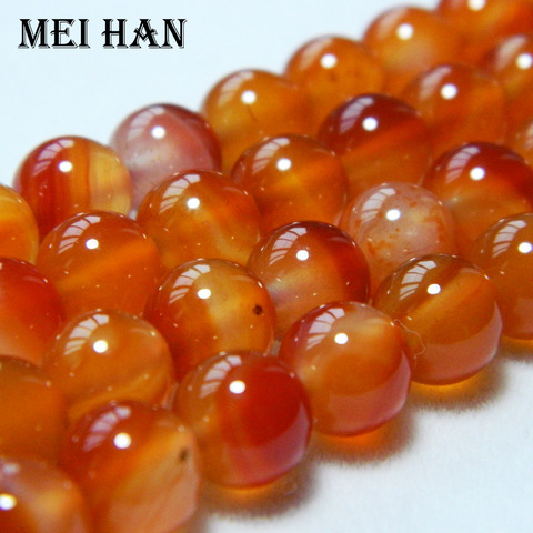 Meihan – perles en cornaline rouges naturelles, 2 rangées/ensemble, 8mm, rondes, amples, pour bricolage, bijoux ou cadeau, vente en gros ► Photo 1/3
