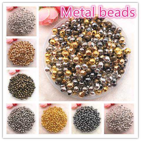 Perles en métal, or/argent/Bronze/argent, bricolage, 3 à 8mm, lisses, pour la fabrication de bijoux ► Photo 1/5