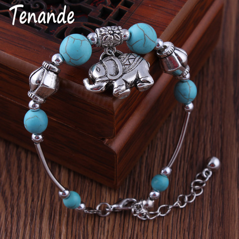 Tenande – Bracelet ethnique bohème en pierre naturelle pour femme, Bijoux féminins, gros pendentif éléphant ► Photo 1/1