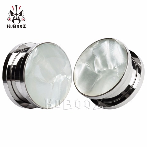 KUBOOZ jauges oreille Tunnels bouchons Piercing coquille de mer acier inoxydable vis expanseur corps bijoux boucles d'oreilles cadeau 2 pièces 6mm à 25mm ► Photo 1/6