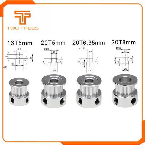 Pièces d'imprimante 3D, 20 dents, alésage de poulie de synchronisation 5mm 6.35mm 8mm pour largeur 6mm GT2 courroie synchrone 2GT poulie à 20 dents 1 pièce ► Photo 1/5