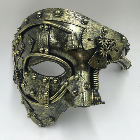 Masque Steampunk de fantôme, masque de Cosplay, boule demi-Face, Punk, accessoires de déguisement pour la fête d'halloween pour homme ► Photo 1/6