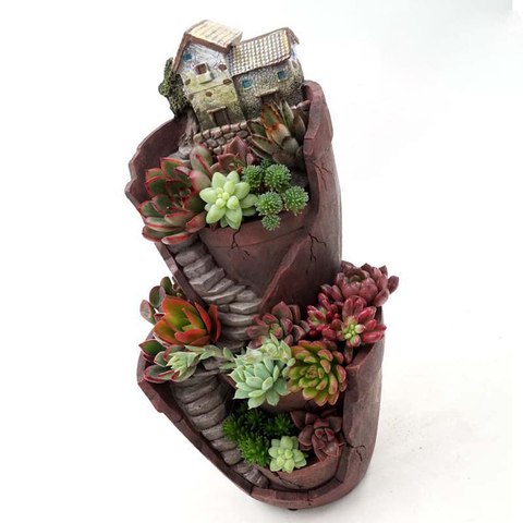 Pot de fleurs créatif pour Mini plantes succulentes | Planteur de résine pour bonsaï, décoration de jardin, de maison ou de bureau ► Photo 1/6