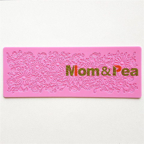 Moule à gâteau en Silicone avec dentelle, fleur, maman & pois GX235, 3D, pour décoration, Fondant, de qualité alimentaire ► Photo 1/2