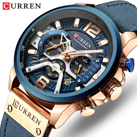 CURREN – montre de sport analogique en cuir pour homme, marque de luxe, horloge à Quartz, style militaire, 2022 ► Photo 1/6