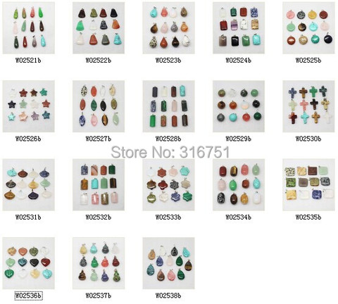 Pendentifs en pierre naturelle, lot de 12 pièces, multistyle, breloques, taille choisie (w02538) Aa, vente en gros, offre spéciale ► Photo 1/6