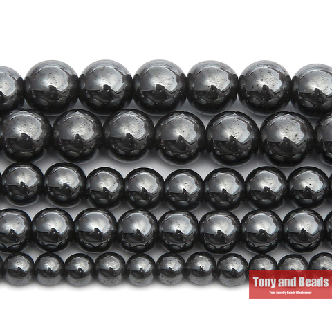 Perles d'hématite noire en pierre naturelle 4 6 8 10 MM 15 