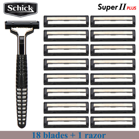 Schick Super II PLUS – ensemble de 18 lames + 1 support de rasoir, Original, pour le visage, expérience de lubrification pour homme ► Photo 1/6
