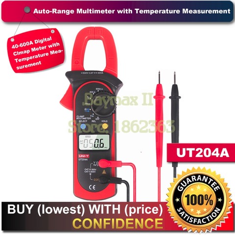 Pince-mètre numérique de courant de tension cc/ca UT204A de UNI-T avec la résistance, la capacité, la fréquence et la mesure de température ► Photo 1/6