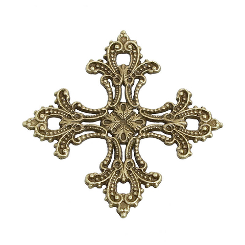 Pendentifs en alliage à base de Zinc DoreenBeads croix Antique Bronze filigrane hommes femmes bijoux 56mm (2 2/8 