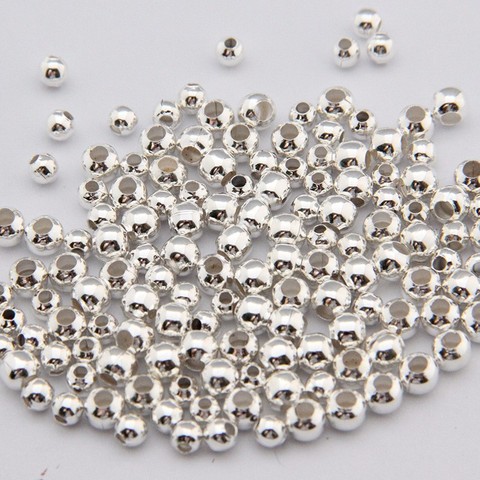 Perles rondes lisses plaquées or et argent, 500 pièces/lot de 2mm 2.5mm 3mm, fabrication de bijoux pour bracelets et colliers ► Photo 1/3