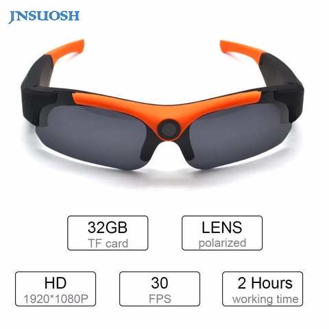 Lunettes de soleil intelligentes HD 1080P, 16 go/32 go, caméra intelligente, noir/Orange, verres polarisés, caméra d'action DVR, caméra vidéo de Sport ► Photo 1/6