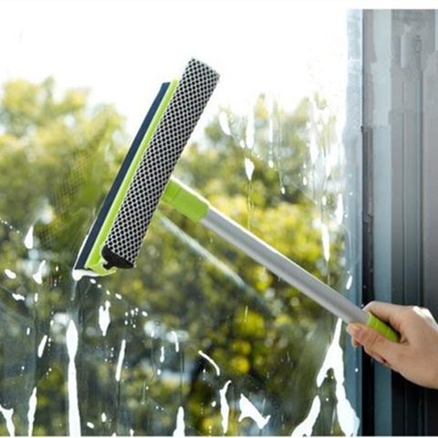 Nettoyeur de vitres Double face, brosse de nettoyage réglable à longue poignée à tête rotative plus pratique ► Photo 1/6