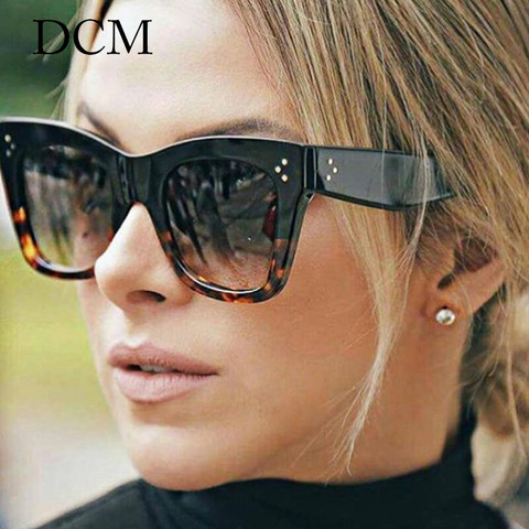 DCM lunettes De soleil léopard carré pour femmes, Vintage, styliste De marque, monture en plastique, pour dames, UV400 ► Photo 1/6