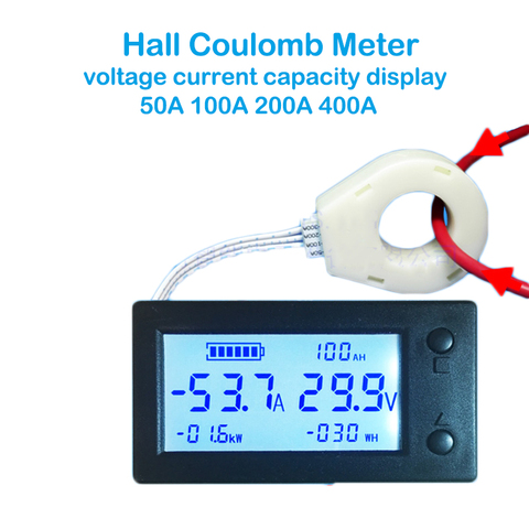 50A 100A 200A 400A STN LCD Hall Coulomb mètre compteur tension amplificateur de courant capacité indicateur affichage eBike voiture Isolation moniteur ► Photo 1/5